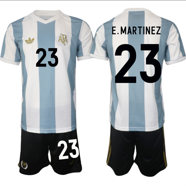 Men's Argentina #23 Emiliano Martínez White/Blue 2024-25 50th Anniversary Home Soccer Jersey Suit